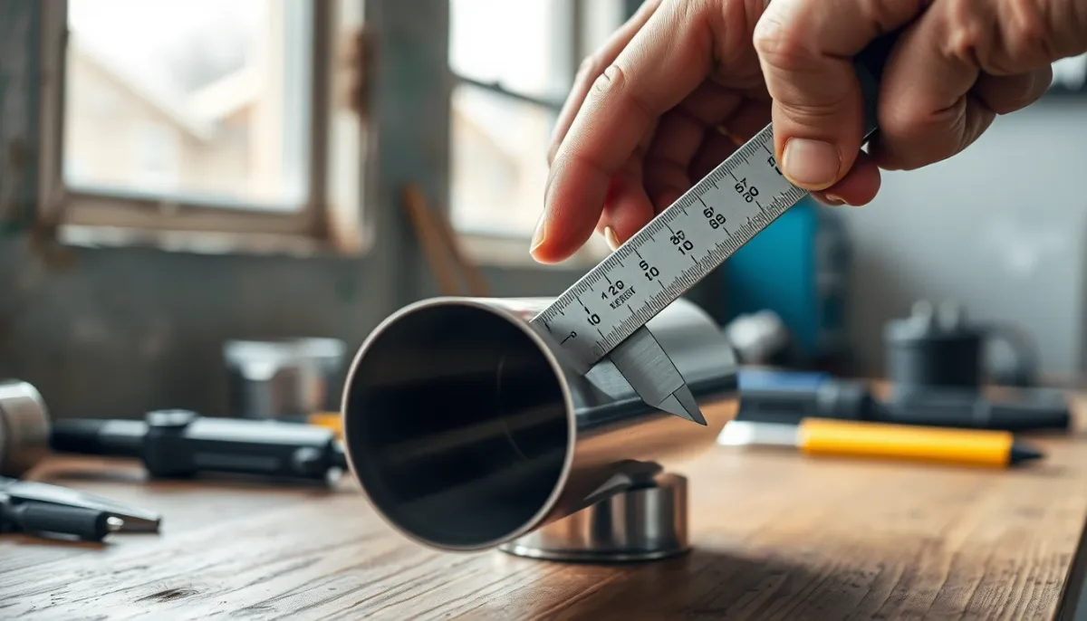 Mesure du diamètre d'un tubage inox avec un pied à coulisse
