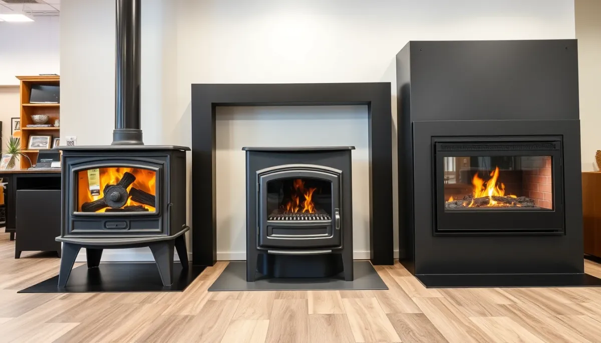Comparatif de trois appareils de chauffage au bois côte à côte
