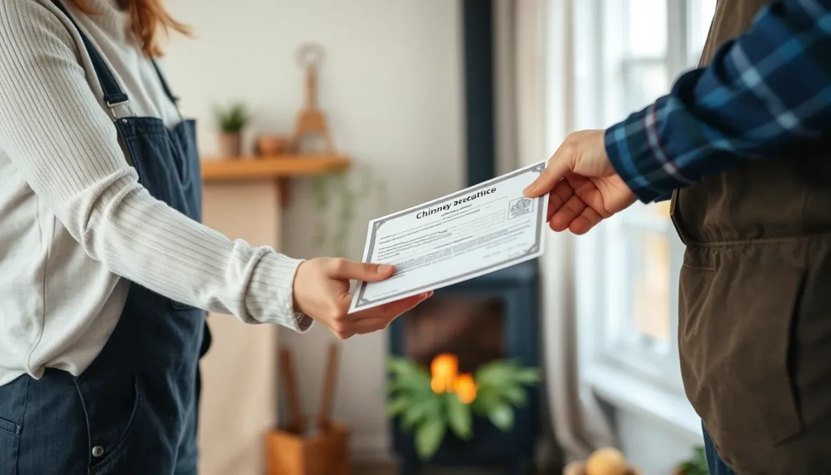 Remise du certificat de ramonage par un professionnel qualifié à un propriétaire