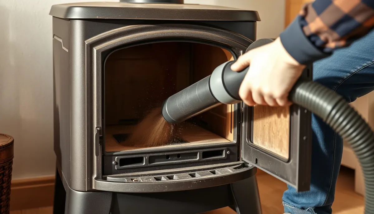 Entretien saisonnier d'un poêle à granulés avec un aspirateur