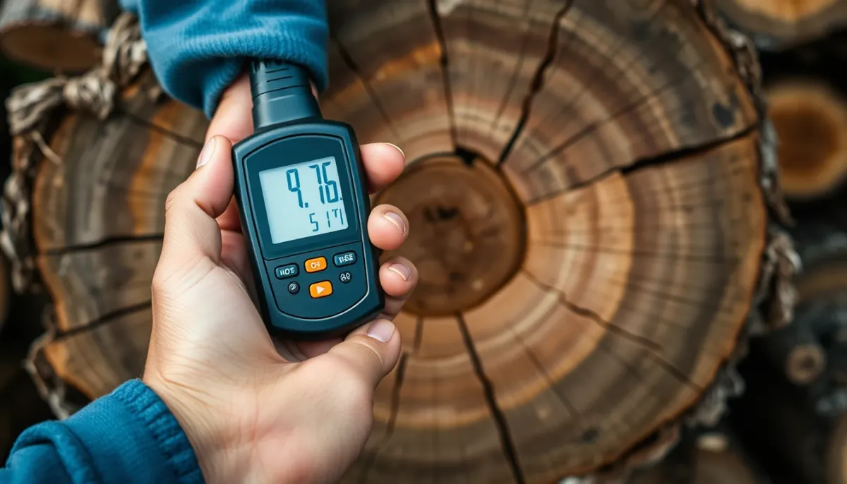 Mesure de l'humidité du bois avec un humidimètre