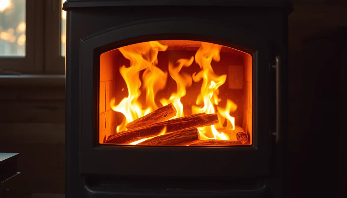 Poêle à bois avec une combustion vive et une vitre propre