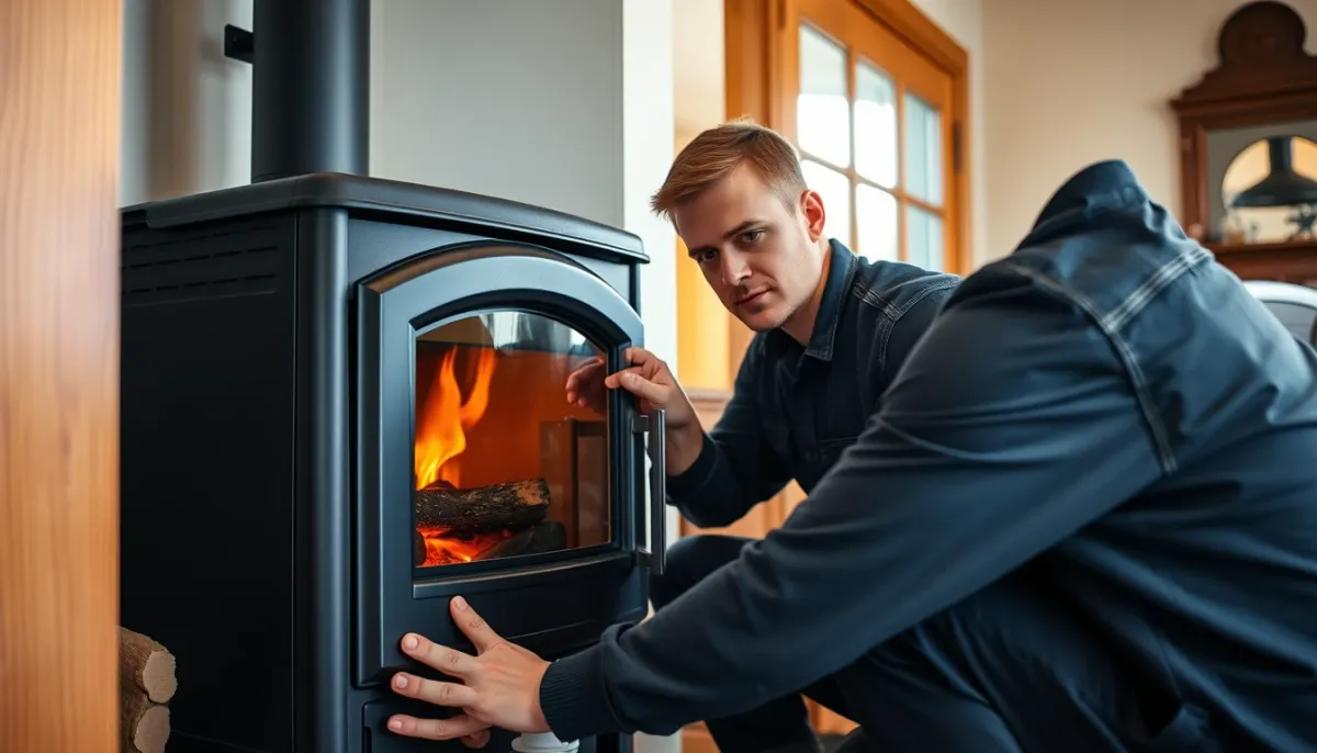 Installation d'un poêle à granulés par un professionnel