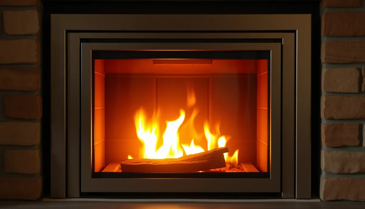Insert à foyer fermé entretenu avec une flamme vive