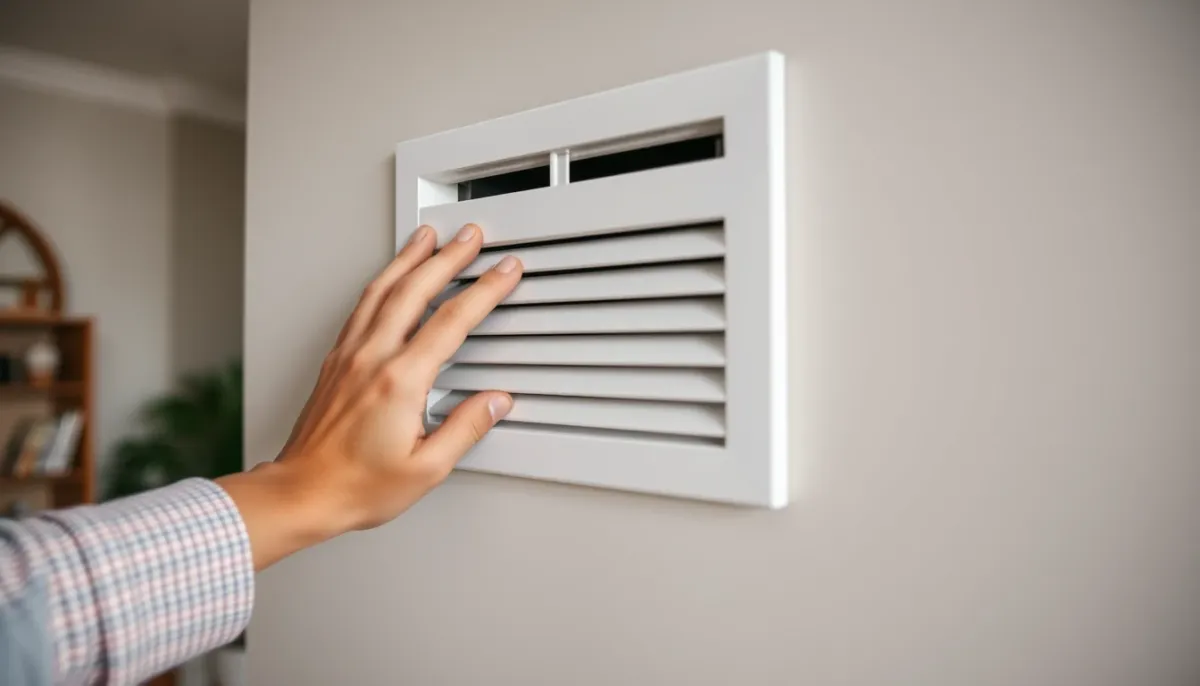 Vérification d'une grille d'aération murale pour le tirage d'une cheminée